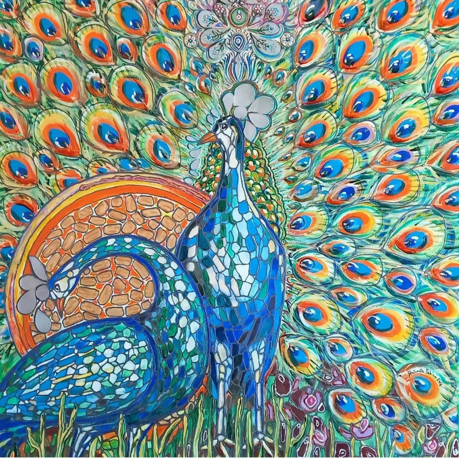 Il Sole e i Pavoni – Acrilico su tela