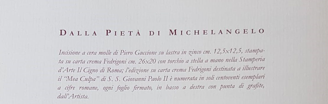 Piero Guccione - Mea culpa dalla Pietà di Michelangelo