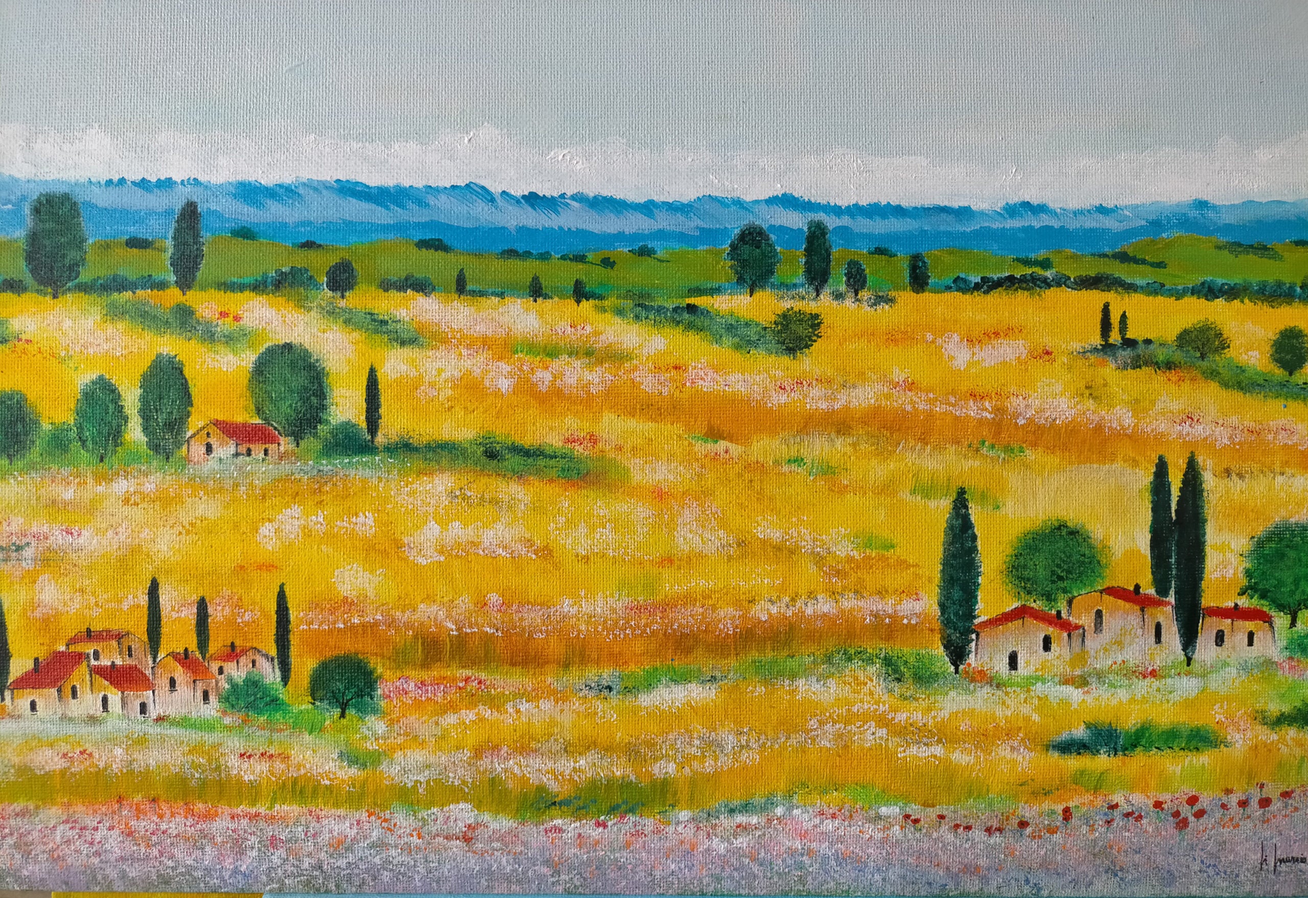 Emanuele Di Marzio - Paesaggio campestre con grano