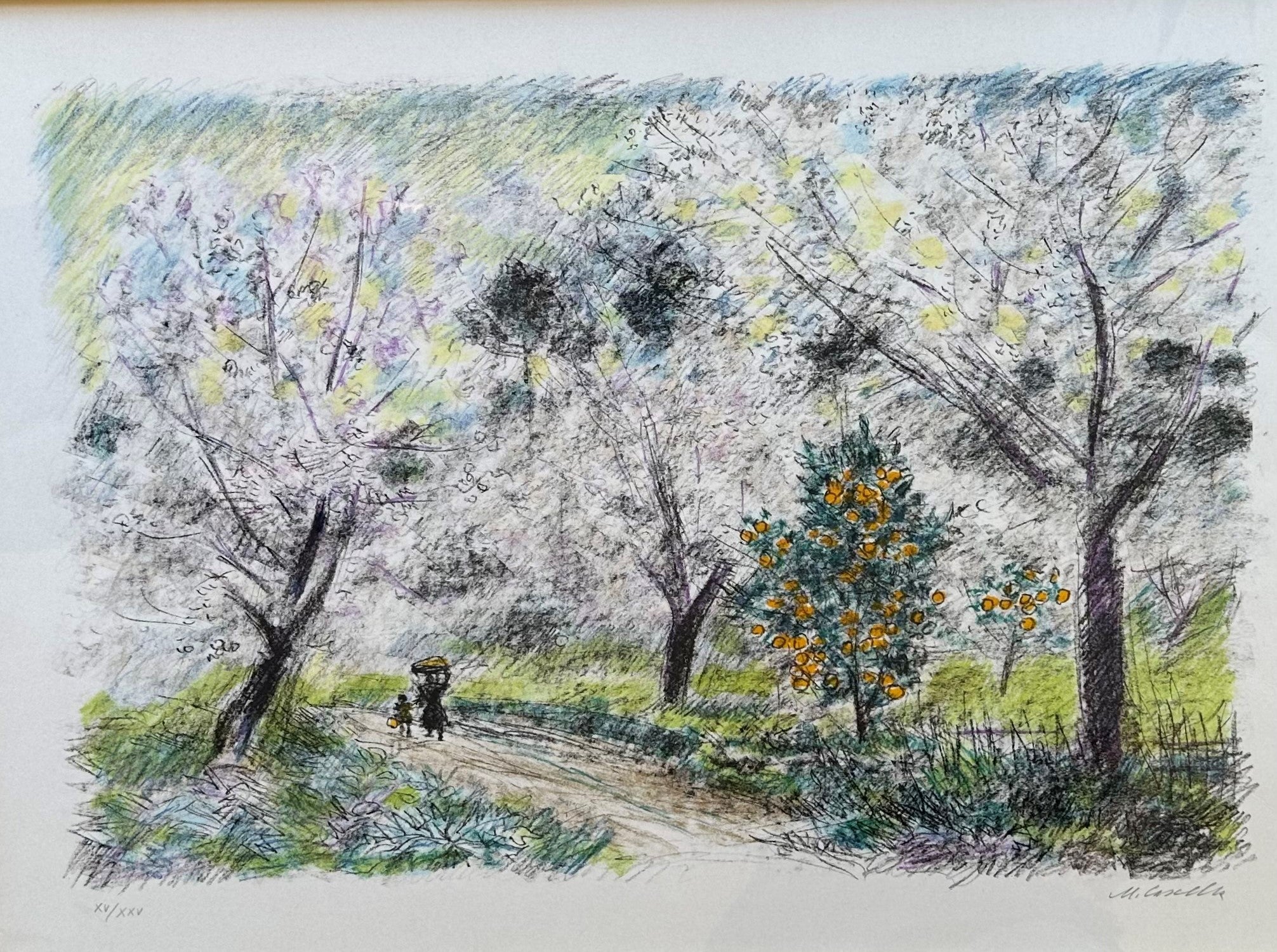 MICHELE CASCELLA -PAESAGGIO ABRUZZESE - LITOGRAFIA