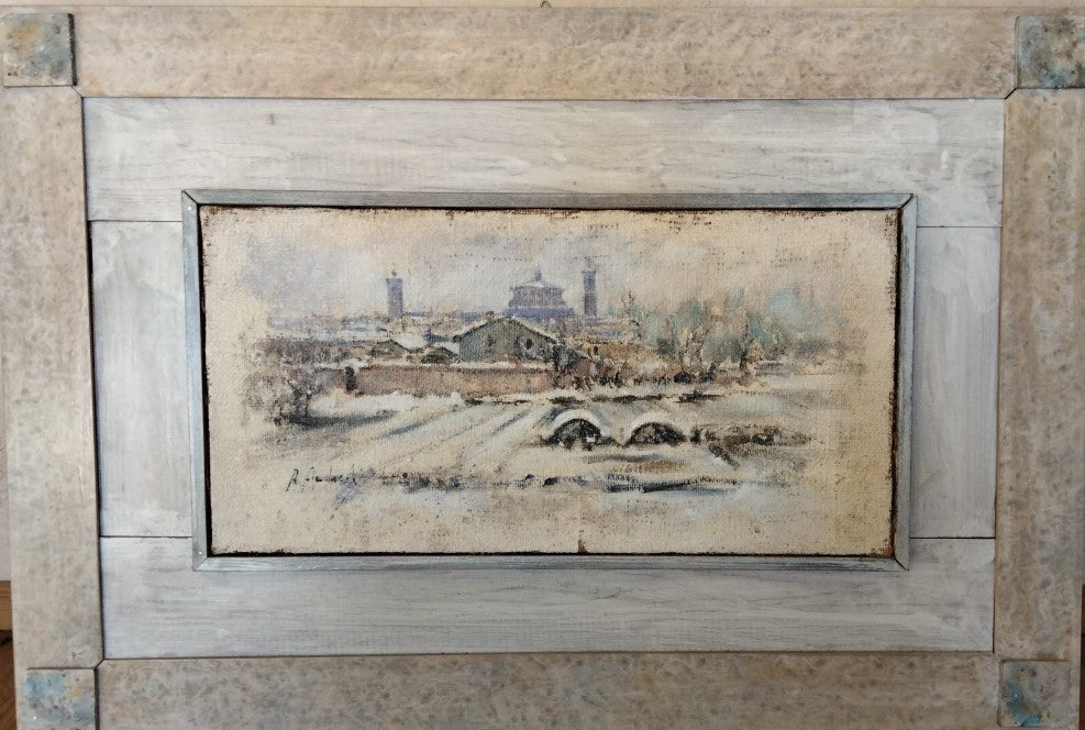 Panorama Cherasco di Roberto Andreoli, olio su tela