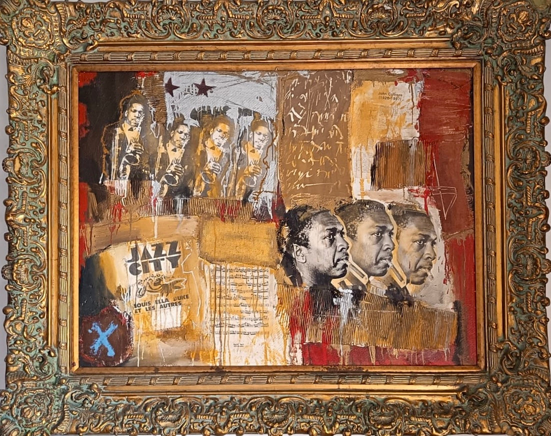 Jazz City, di Mauro Modin, tecniche miste su tela