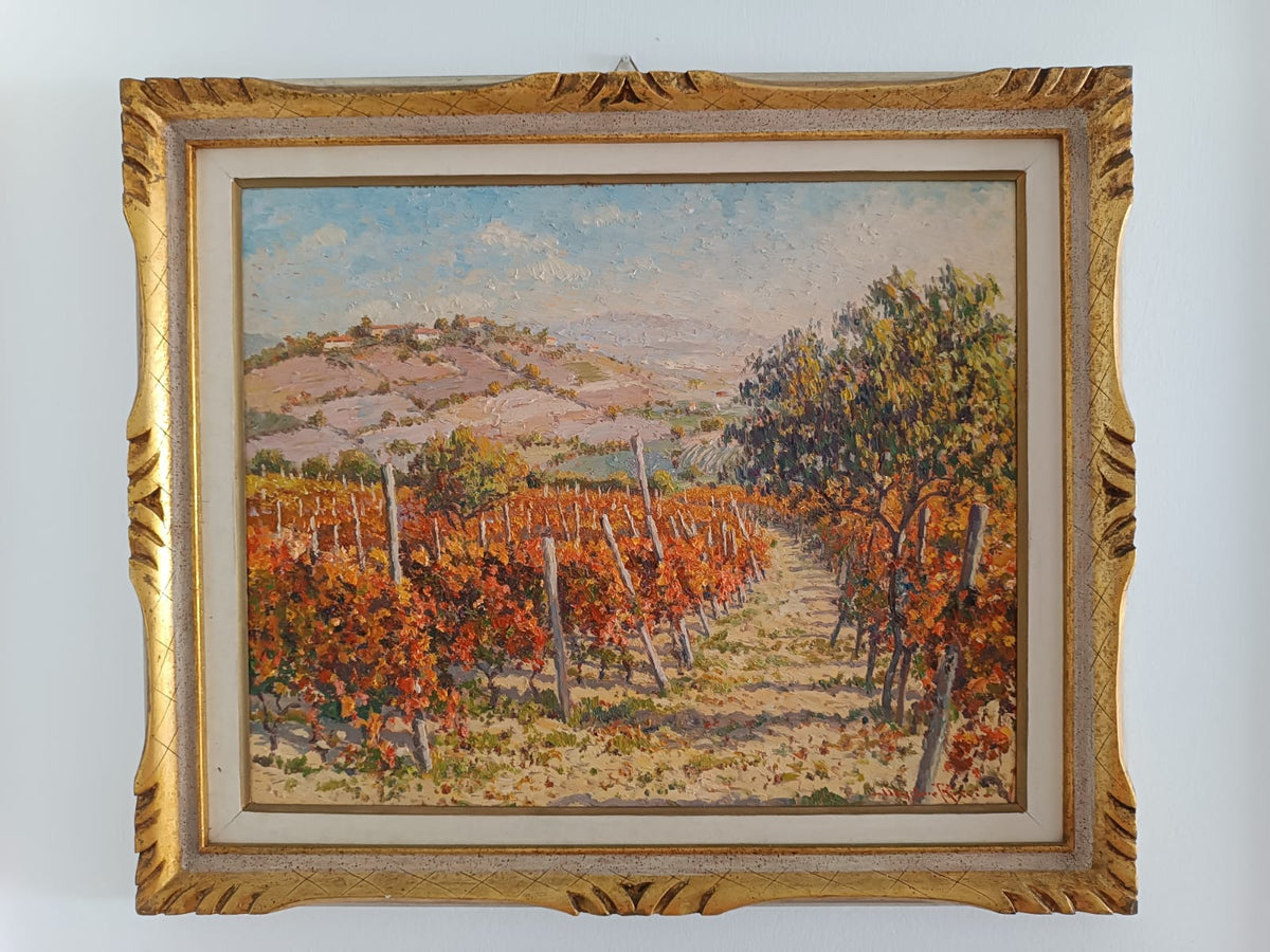 Paesaggio collinare con vigneti autunnali di Massimo Ricci