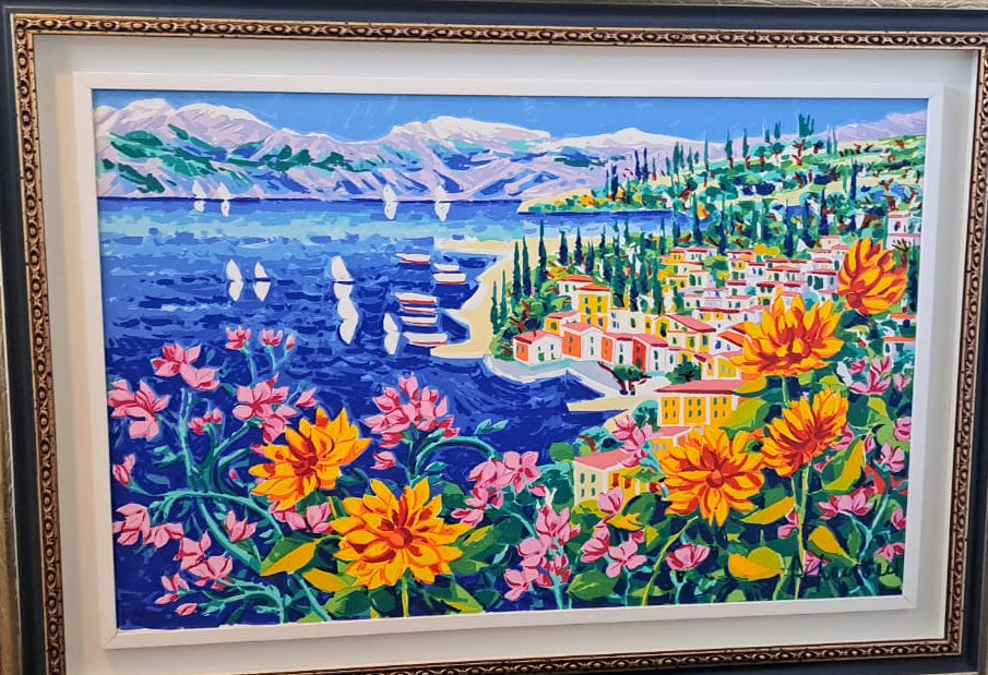 Giallo e luce sul lago di Garda, serigrafia di Athos Faccincani