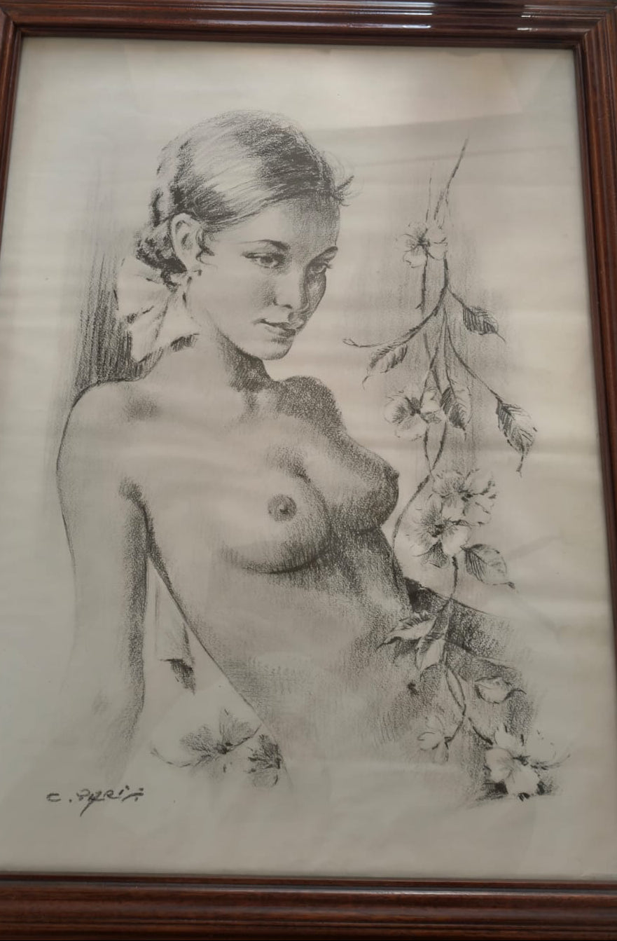 Senza titolo (Figura femminile), tempera di C. Parisi