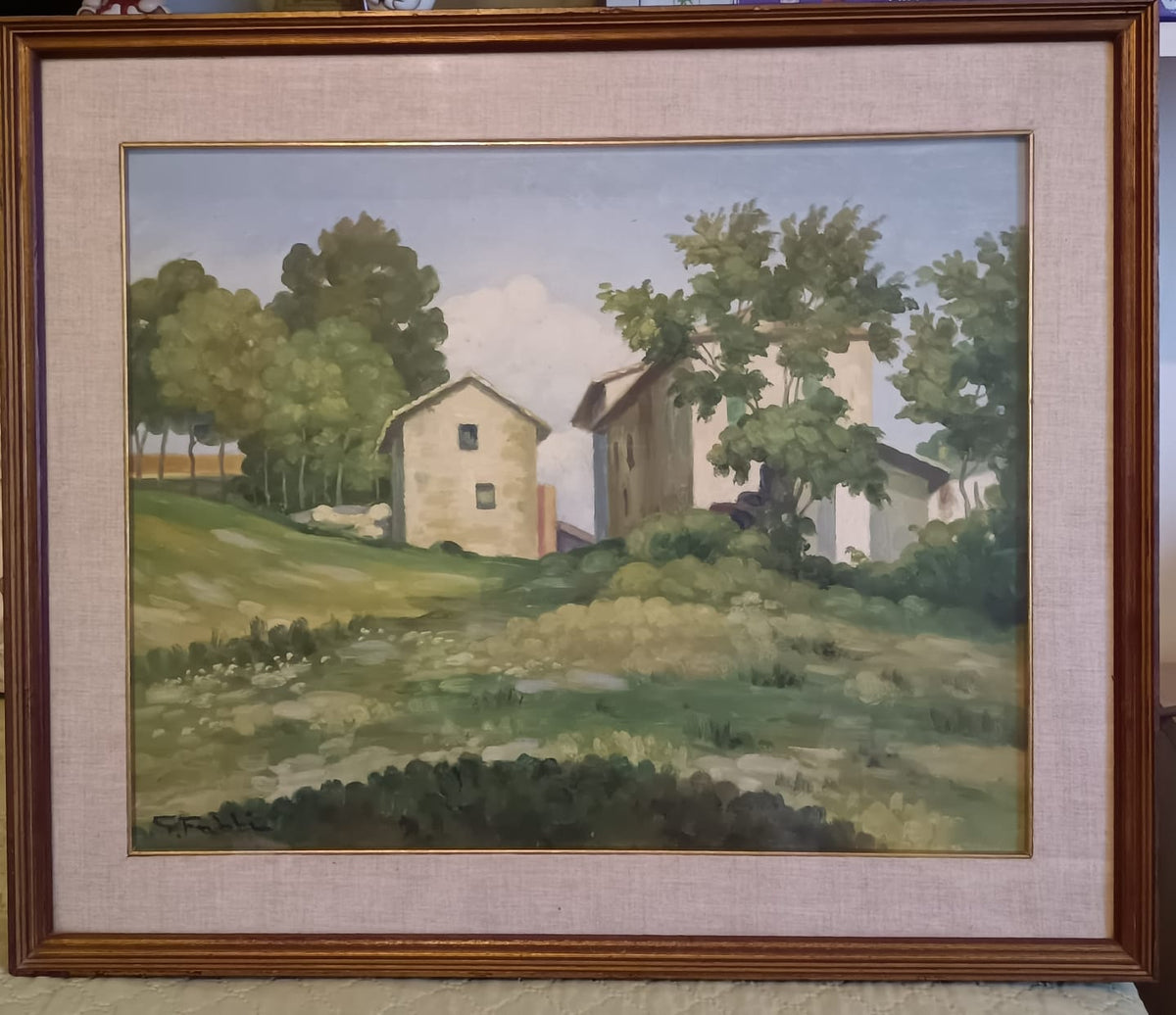 Tizzano Val Parma di Giovanni Fabbi, tecniche miste su carta/cartoncino