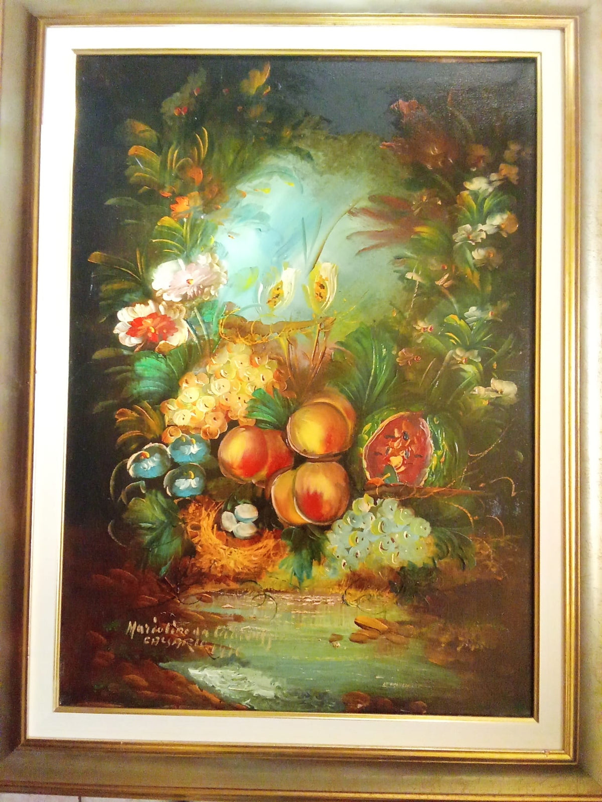 Natura morta a olio del 1970 di Mariolino da Caravaggio