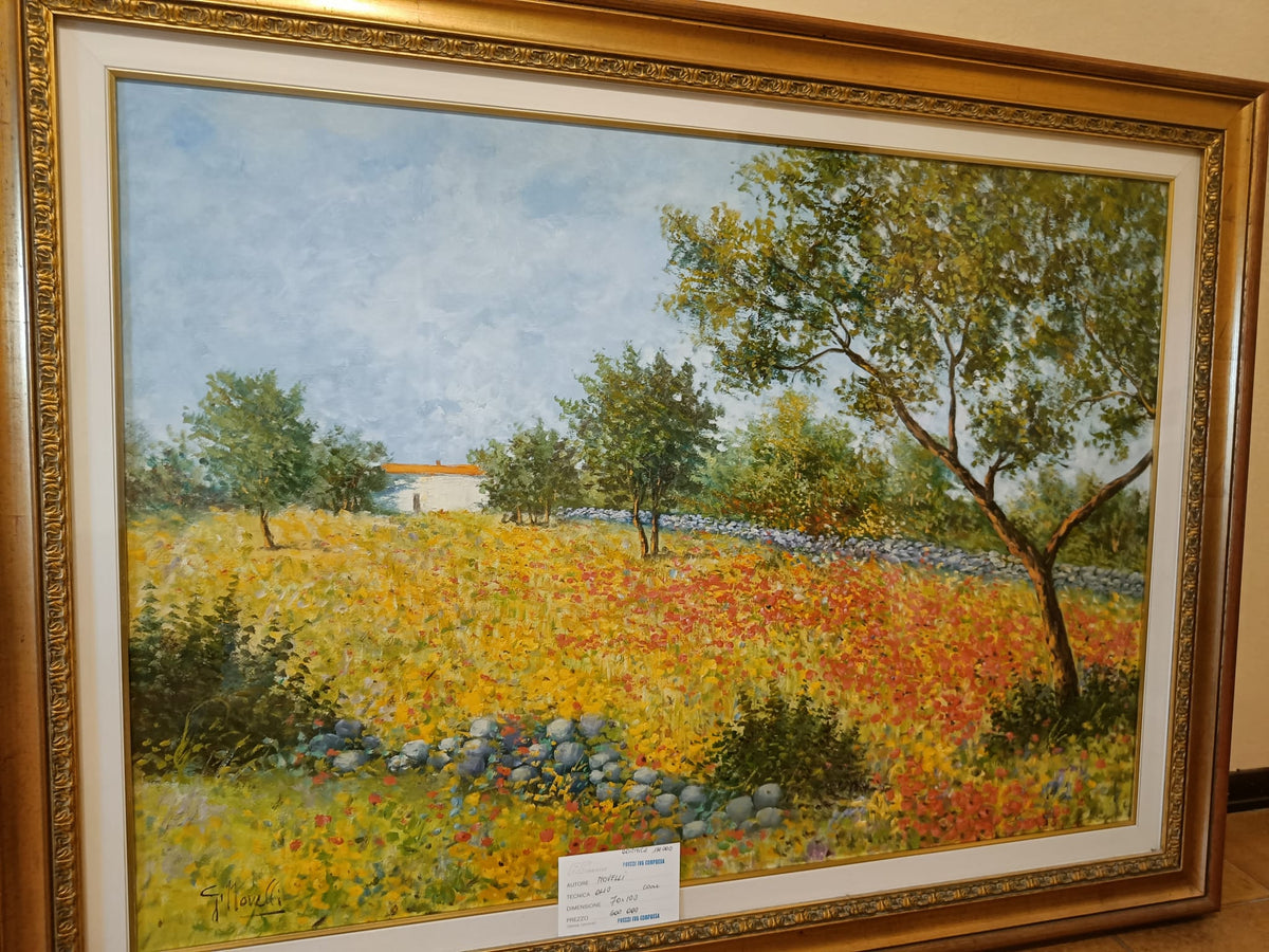 Senza titolo (paesaggio con casa) di Giustino Novelli, olio
