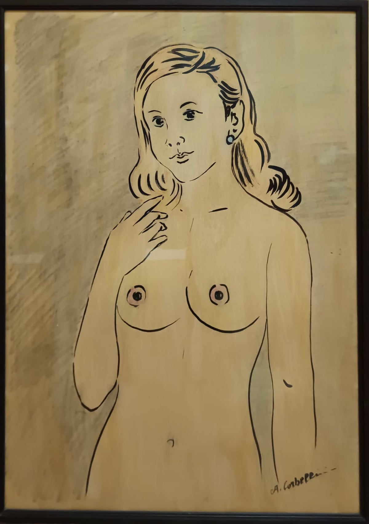 (ritratto di donna) di Augusto Corbellini, tecniche miste