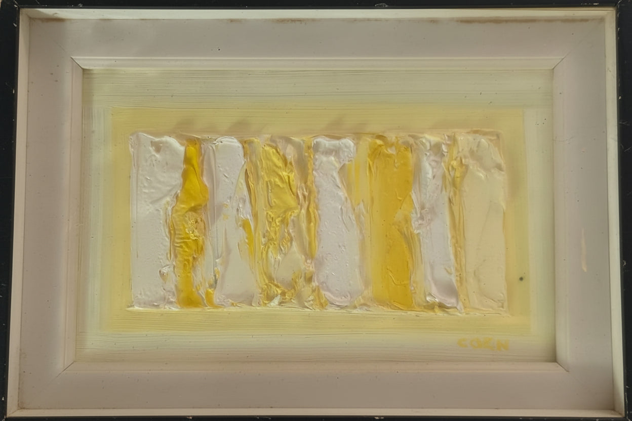 Personaggi in giallo, olio su tela di Bruno Coen