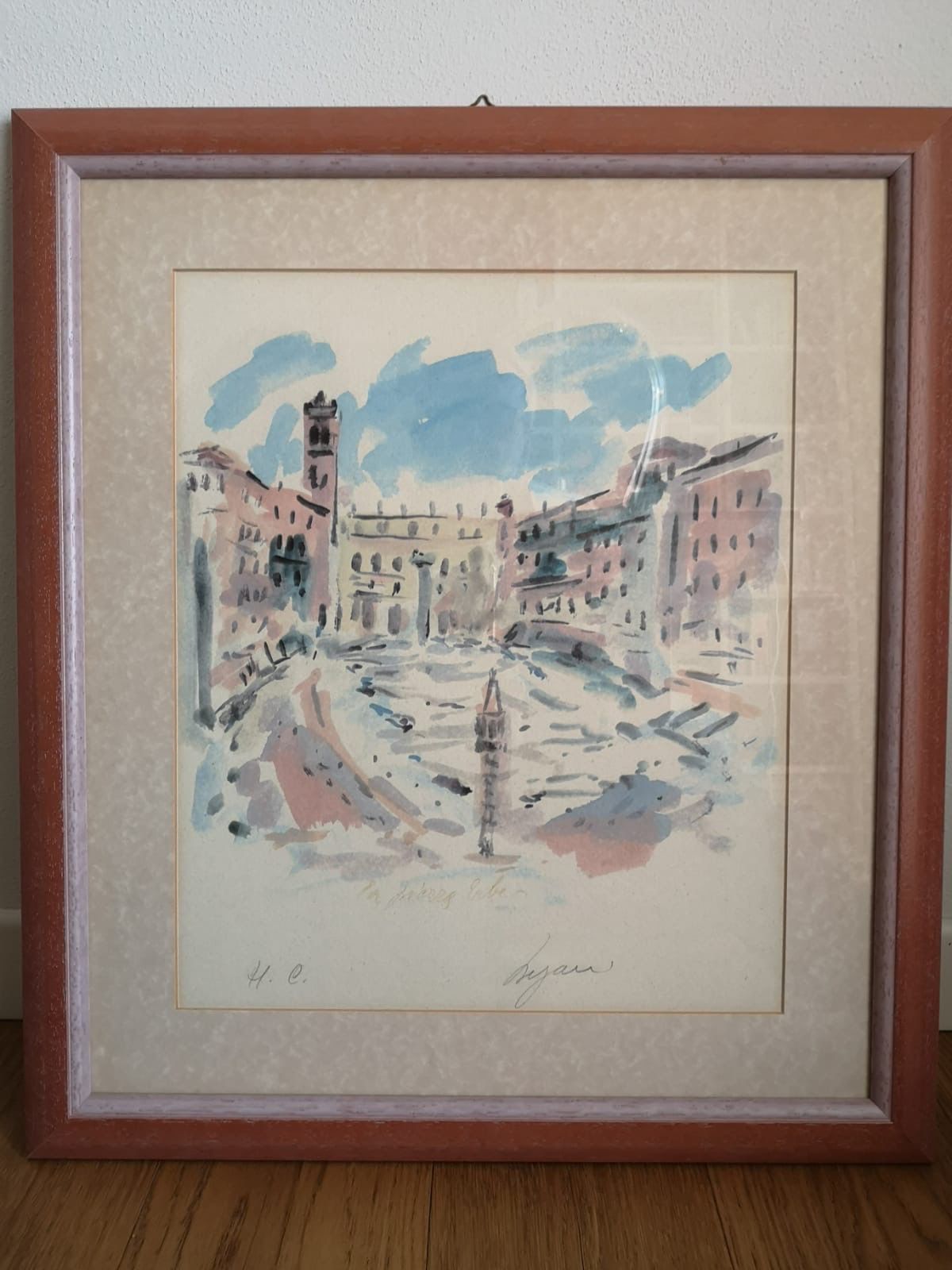 Piazza delle Erbe di Eugenio Degani, litografia