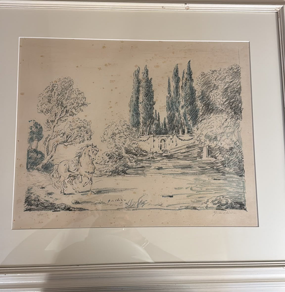 Senza titolo (Cavallo e cipressi) di Giorgio de Chirico – Litografia