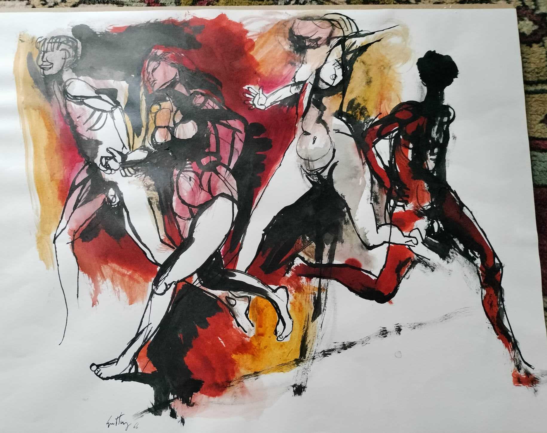 Opera senza titolo recto-verso di Renato Guttuso, tecniche miste su carta