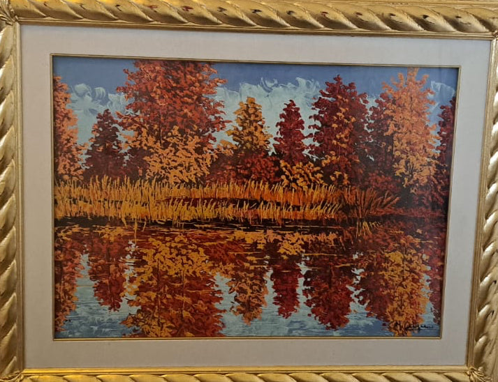 Senza titolo (Paesaggio), litografia su tela di Michele Carpignano