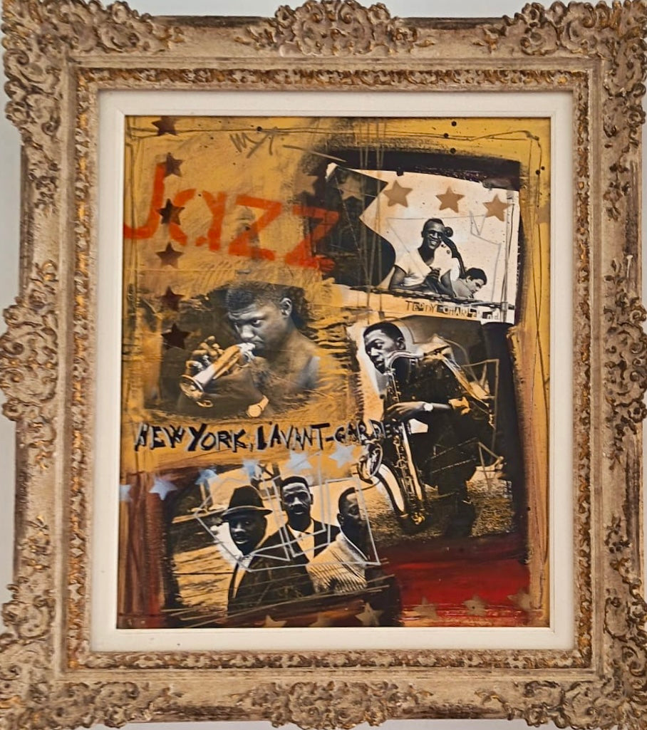 Jazz New York, di Mauro Modin, tecniche miste su tela