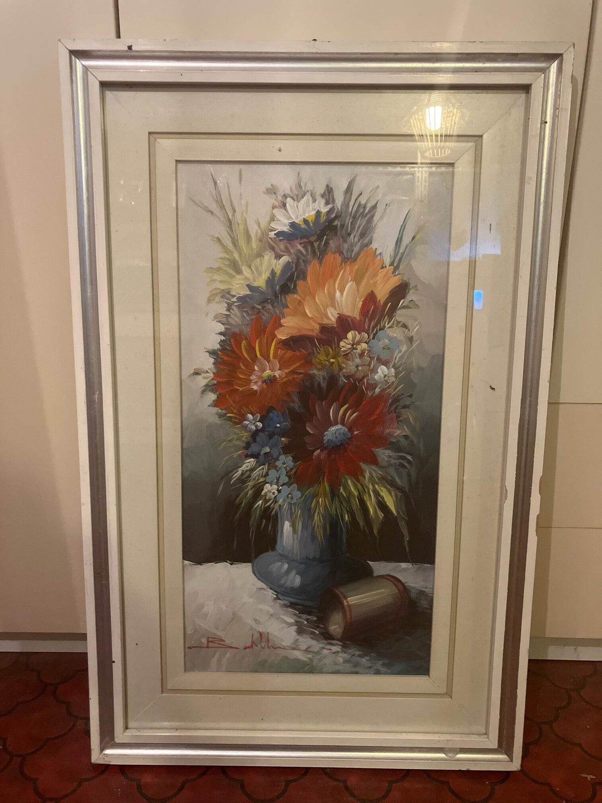 Vaso di fiori a olio su tela di Roberto Zaccardelli, Berto Zach