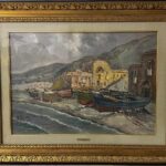 Paesaggio marino di A. Riccio, olio su tela