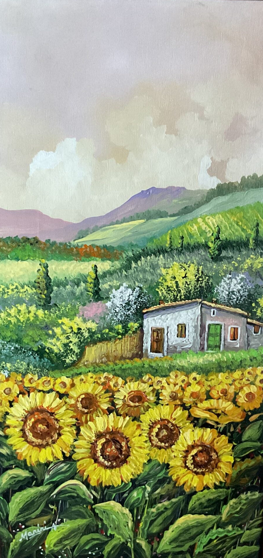Paesaggio verticale, olio su tela di Angelo Manini
