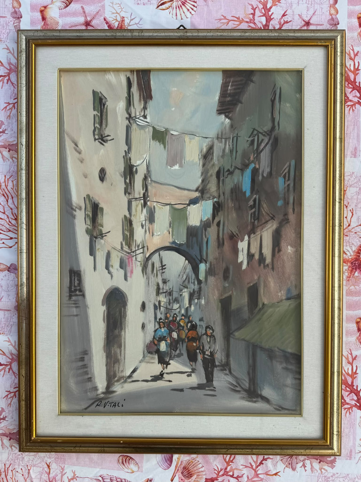 Mercatino (Scorcio urbano popolare) di R. Vitali, olio