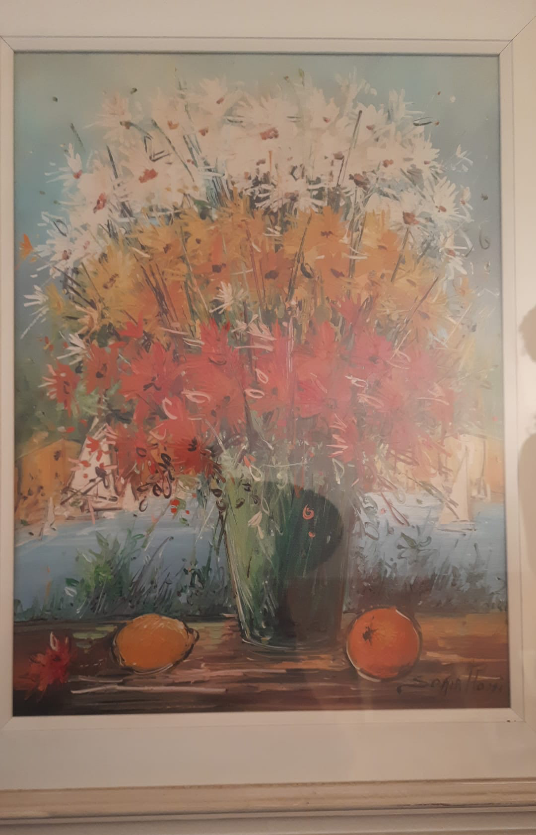 Fiori e frutta, di Sonia Rossi, olio su tela