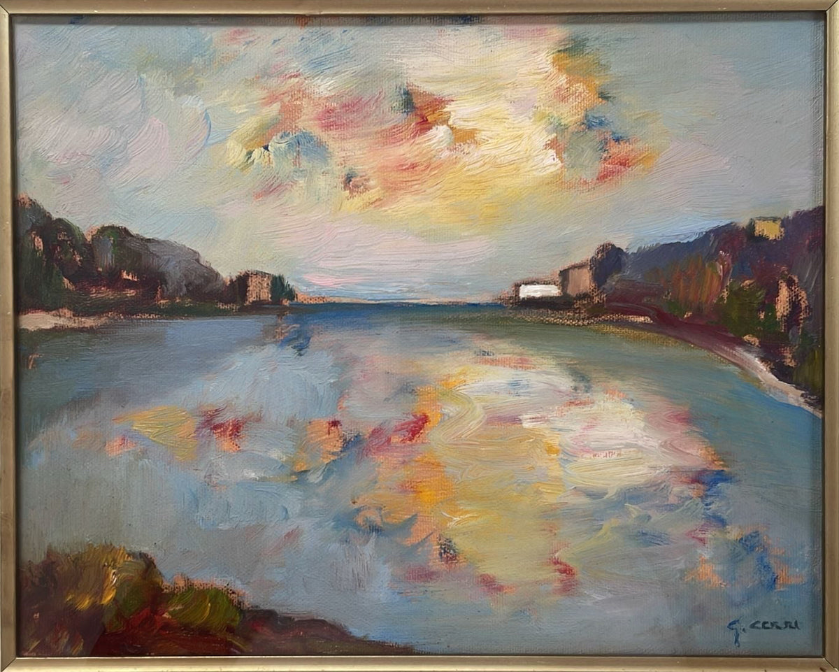 Paesaggio lacustre di Giancarlo Cerri, olio