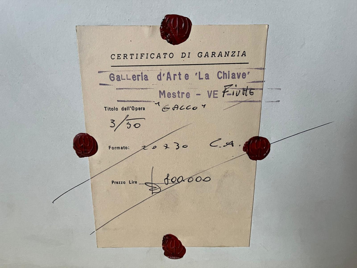 Gallo – Serigrafia su lastra d'argento – Fiume