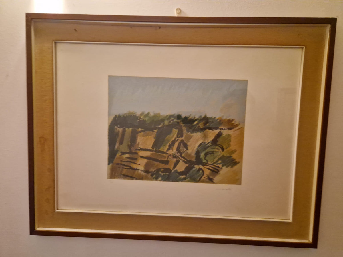 senza titolo paesaggio di ennio morlotti, grafica d'arte