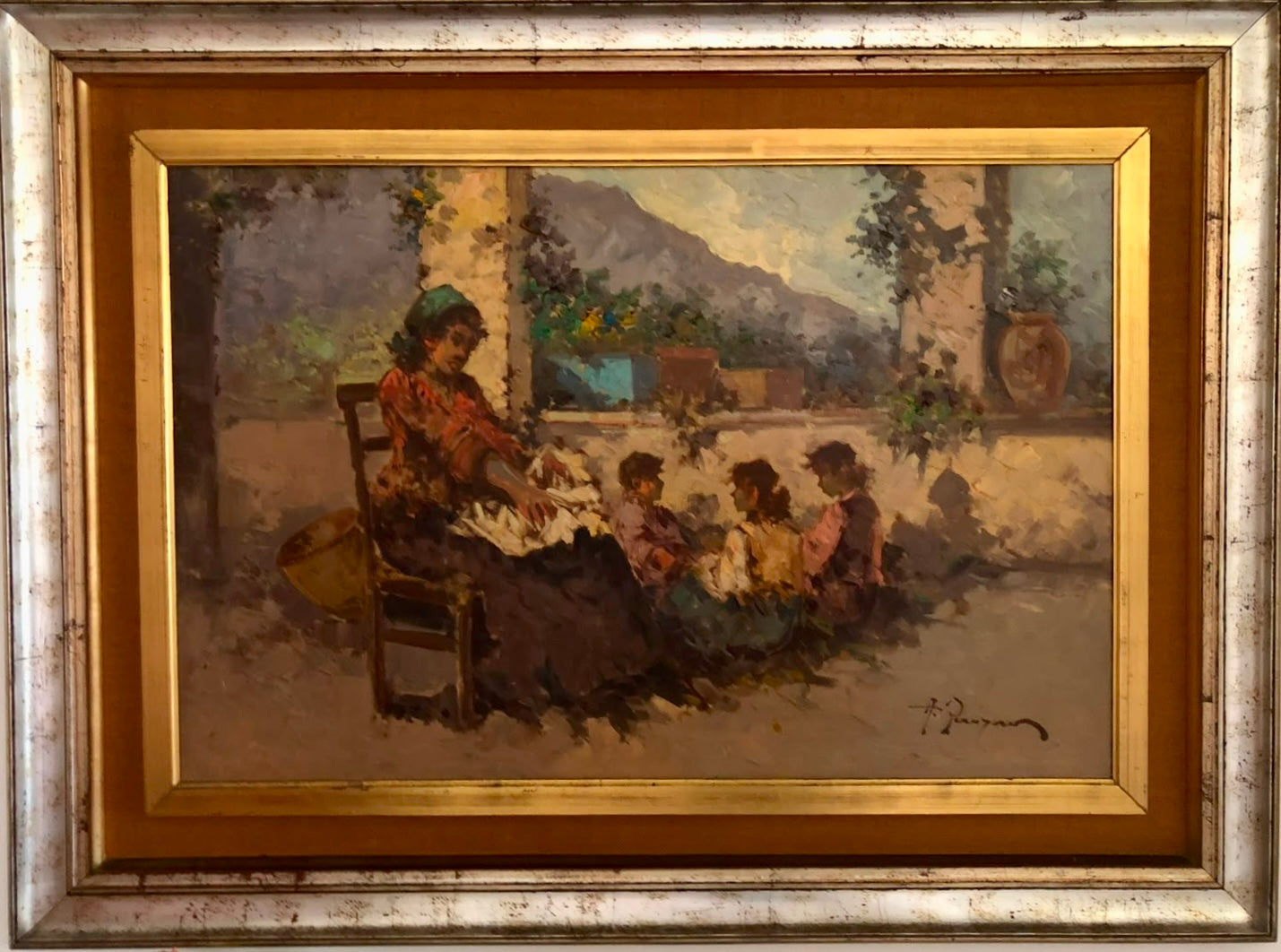 Scena familiare di Antonio Pecoraro – Olio su tela