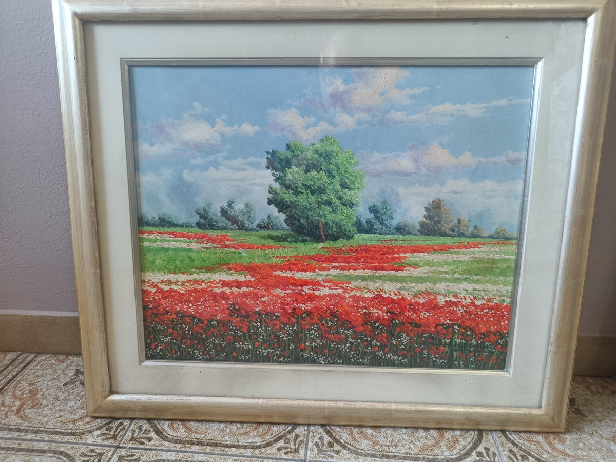 Campo di papaveri di Ottorino Campagnari, olio