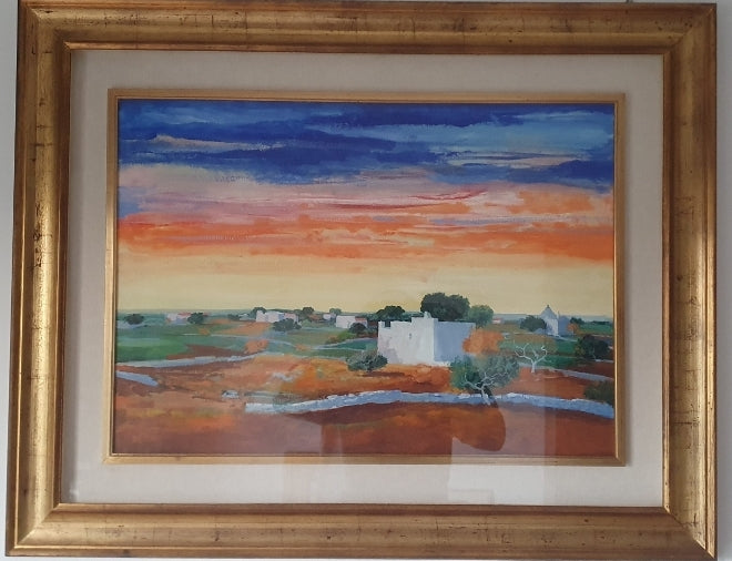 Tramonto in Puglia, olio su tela di Gianfranco Mai