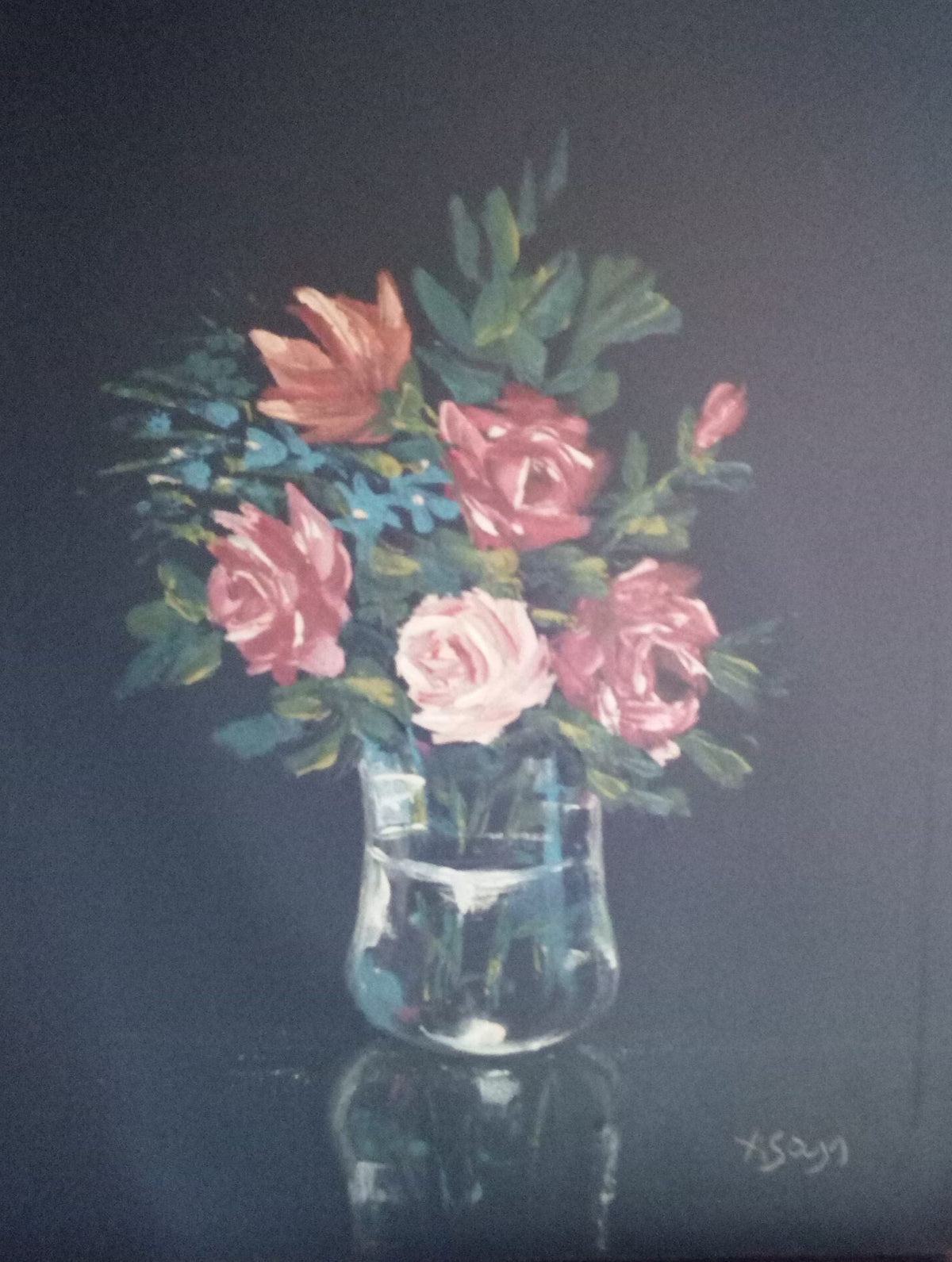 Composizione di fiori di Arnald Sass, tecniche miste su tela