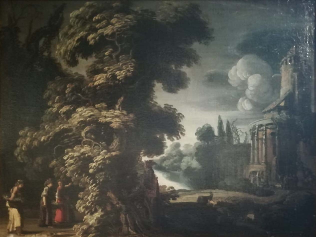 Jacob Symonsz Pynas - Paisaje con arquitectura y la historia de Mercurio y Herse