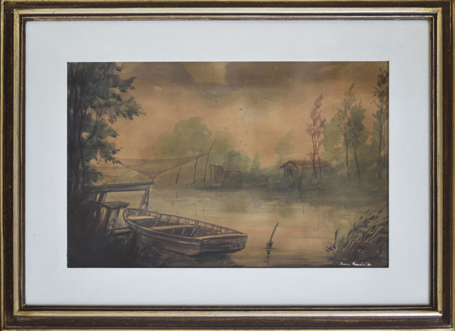 Enrico Fornaini -  Senza titolo (Paesaggio lacustre)