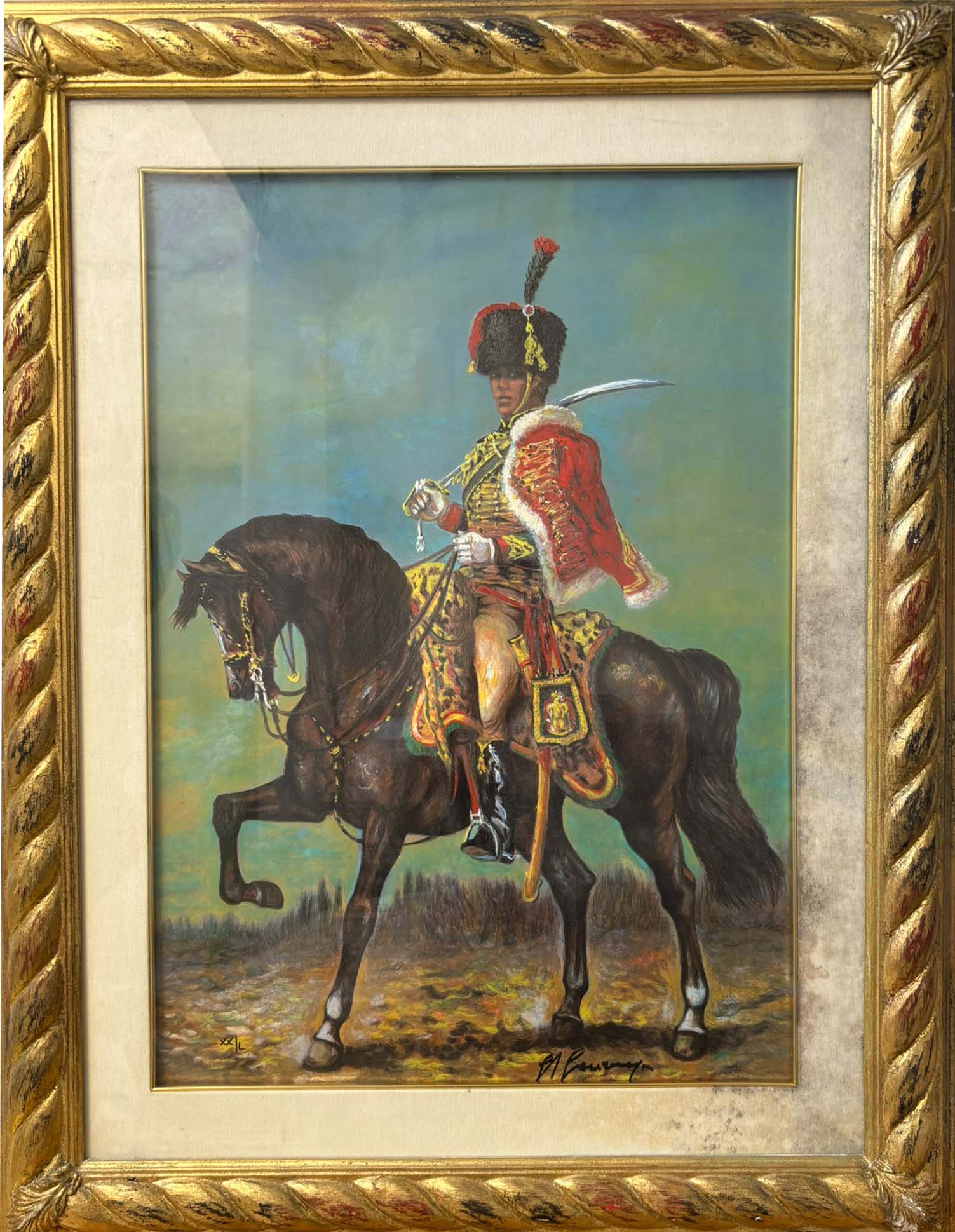 Il capitano dei cacciatori della guardia, serigrafia di G.F. Gonzaga