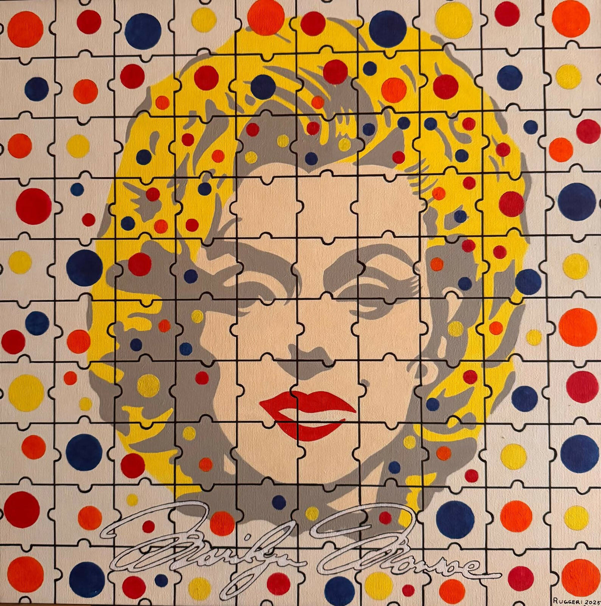 Marilyn Puzzle di Diego Ruggeri, Acrilico, 50 × 50 cm