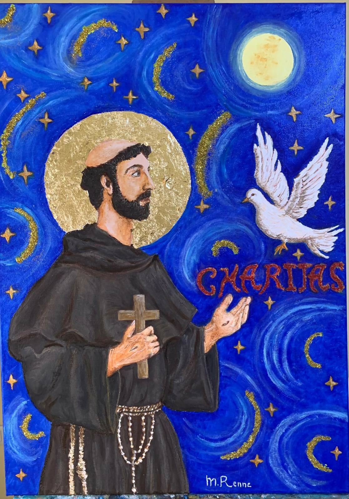 Sorella Luna e le stelle di Mirella Anna Renne, olio su tela – arte sacra