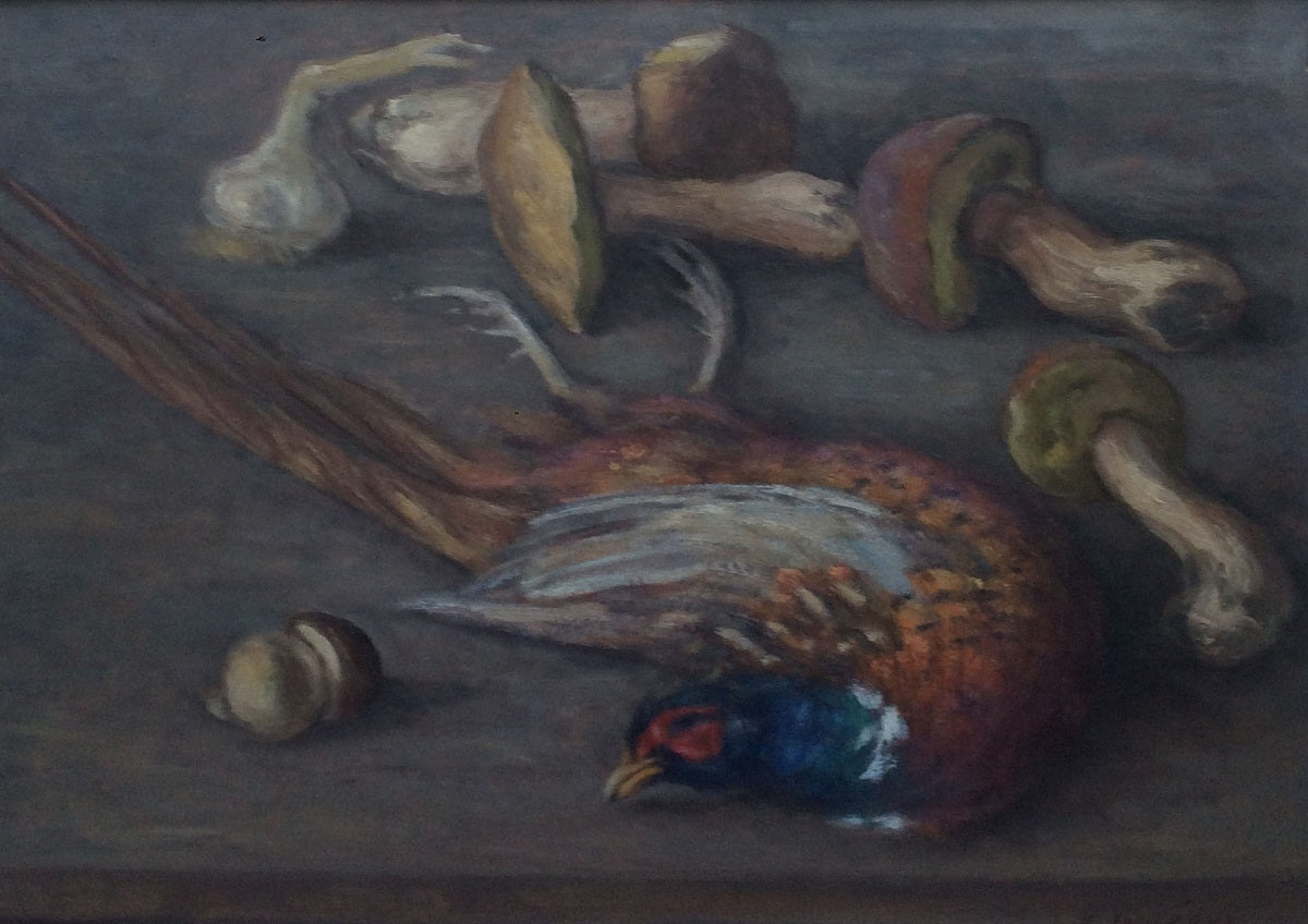 Francesco Inverni - Natura morta con fagiano e funghi