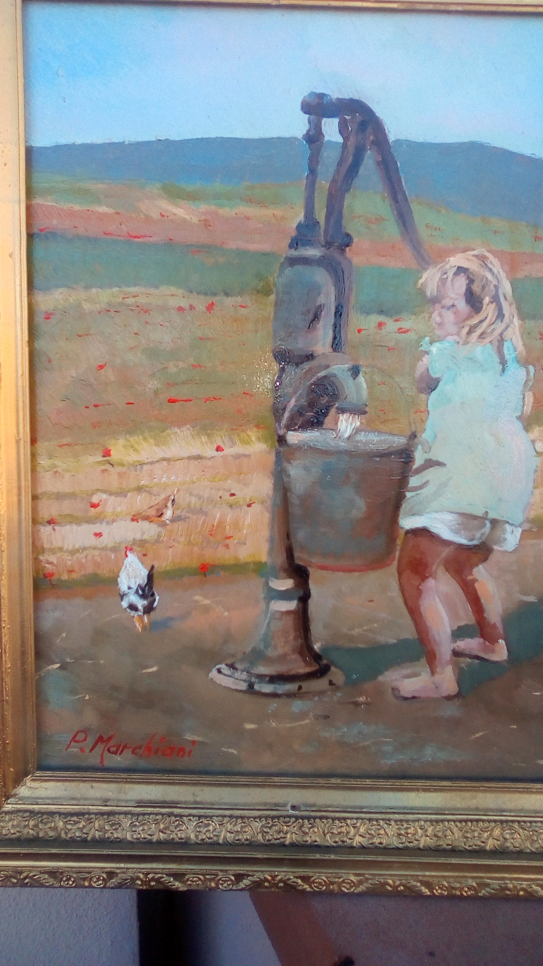 Bambina in cortile