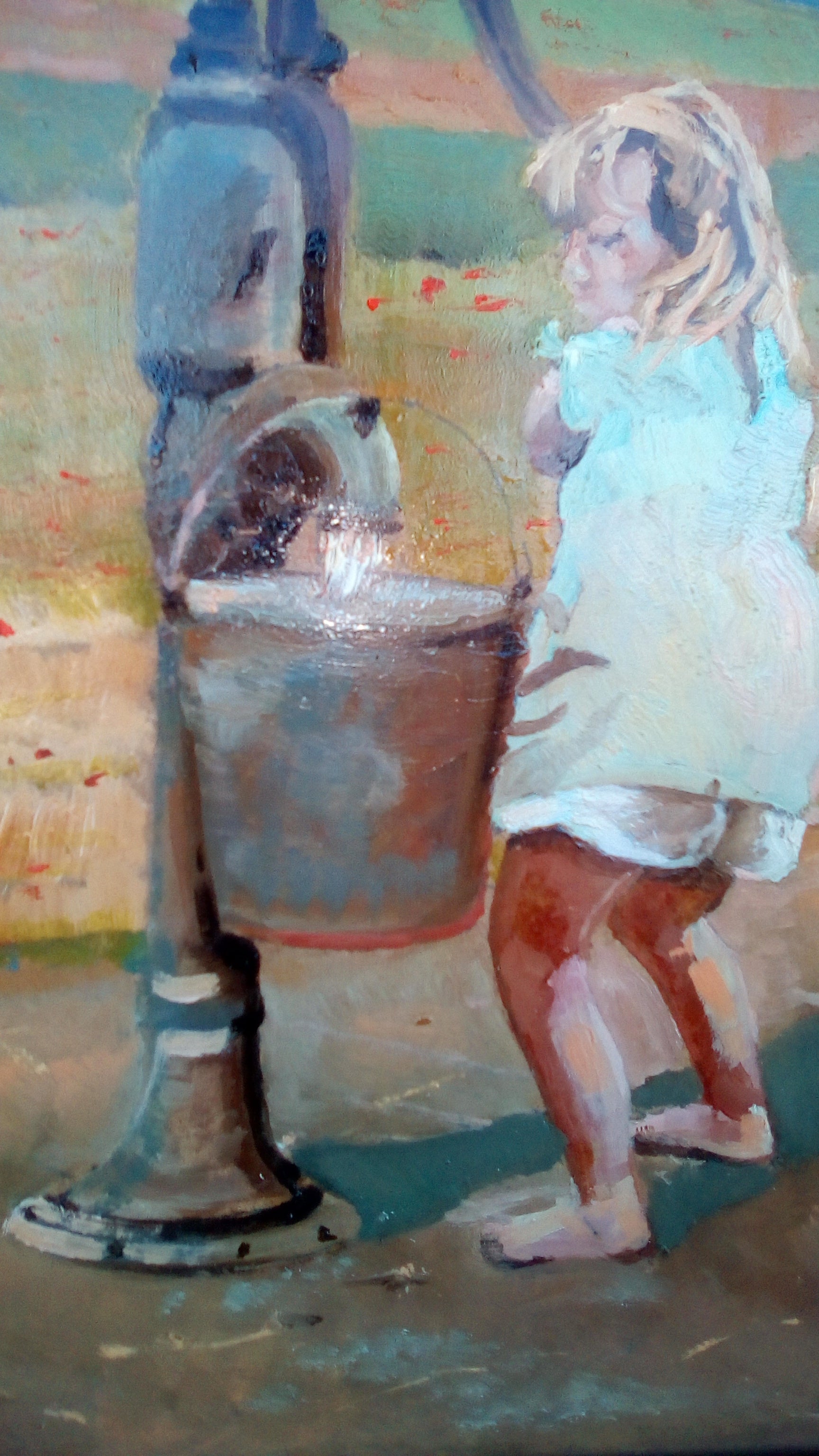Bambina in cortile