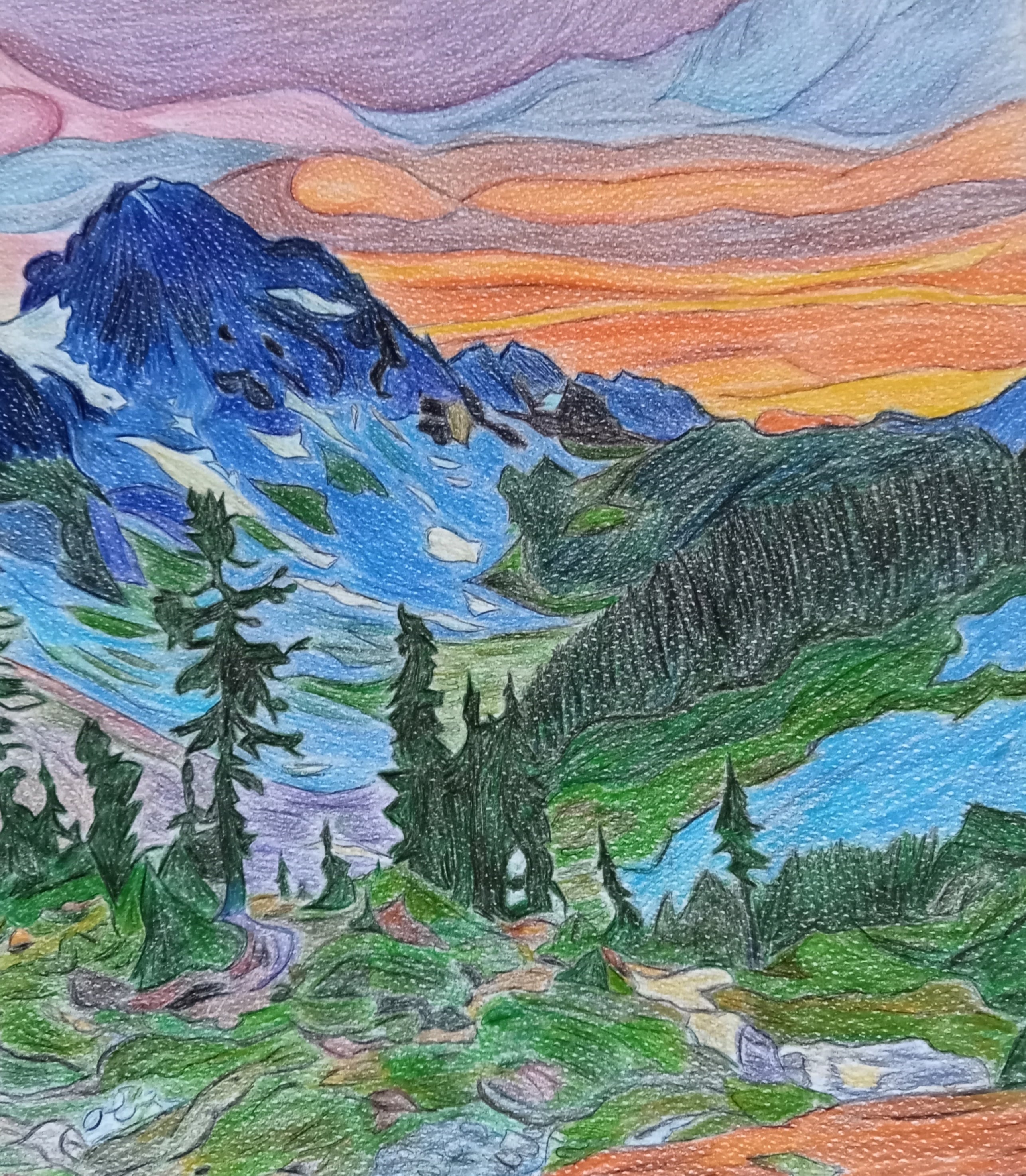 "Atardecer en los Alpes"