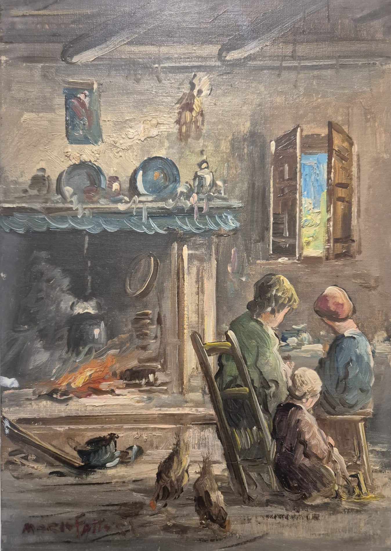 Mario Fattori - Interno di ovile