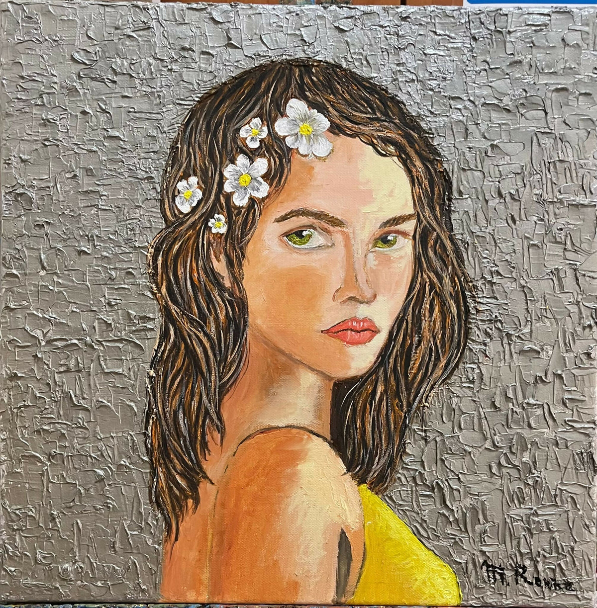 Adolescenza di Mirella Anna Renne, olio su tela – ritratto