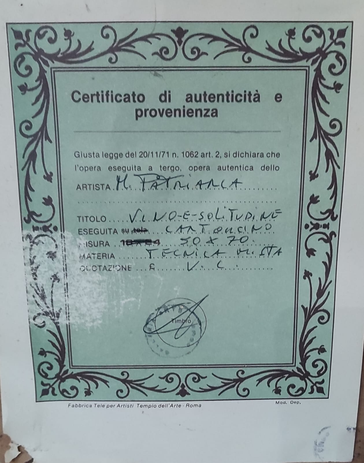 VINO Y SOLEDAD - M. Patriarca