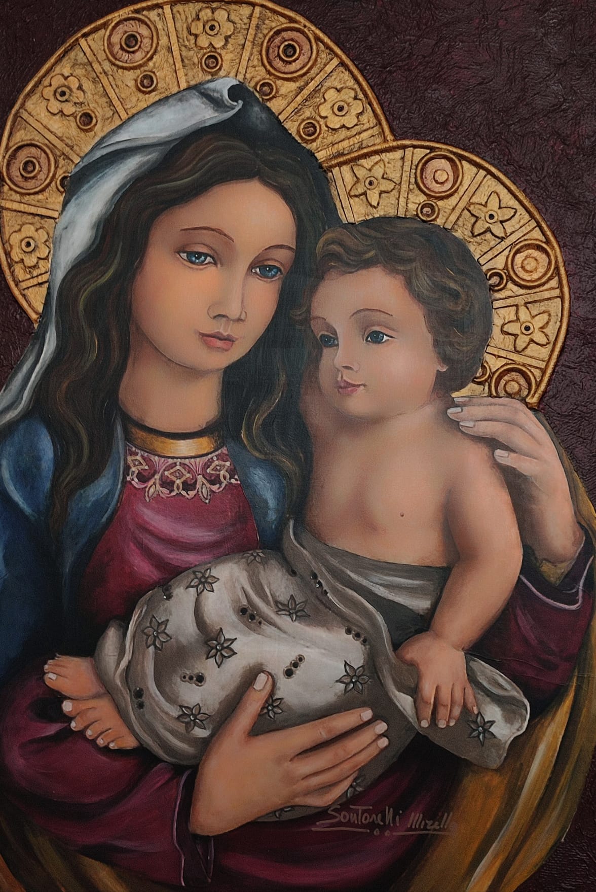 MADONNA DAL MANTELLO BLU CON BAMBINO