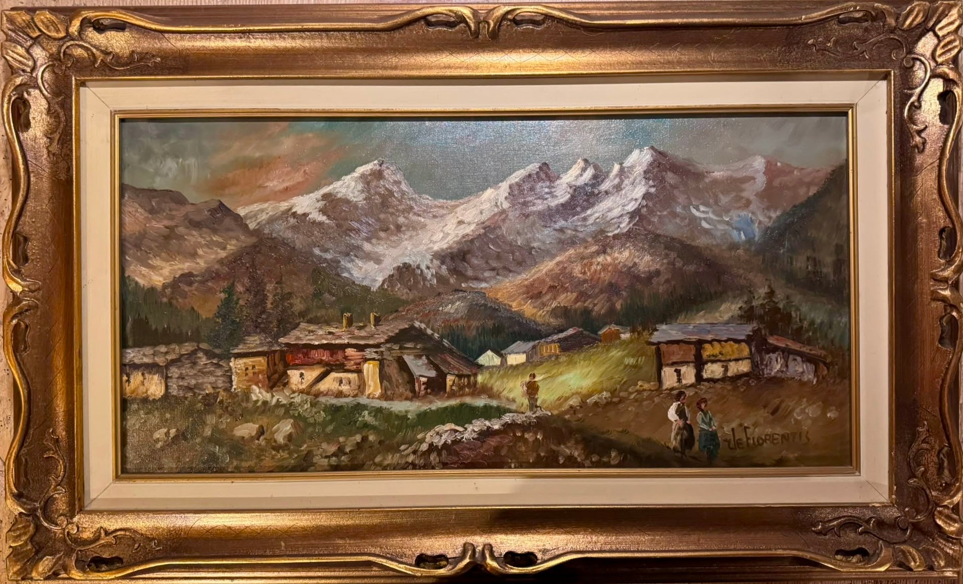 Paesaggio in olio su tela firmato De Fiorentis
