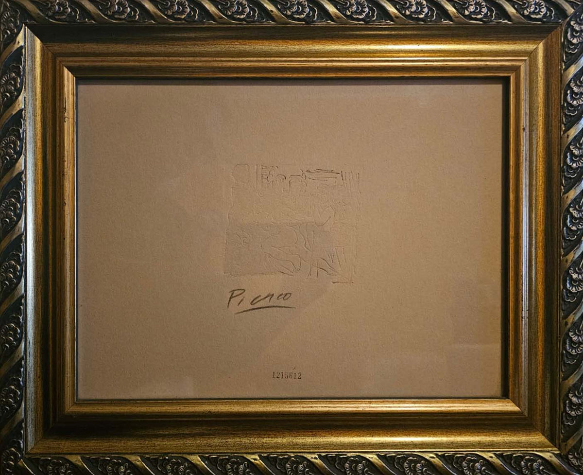Mujer y Minotaur di Pablo Picasso, tecniche miste