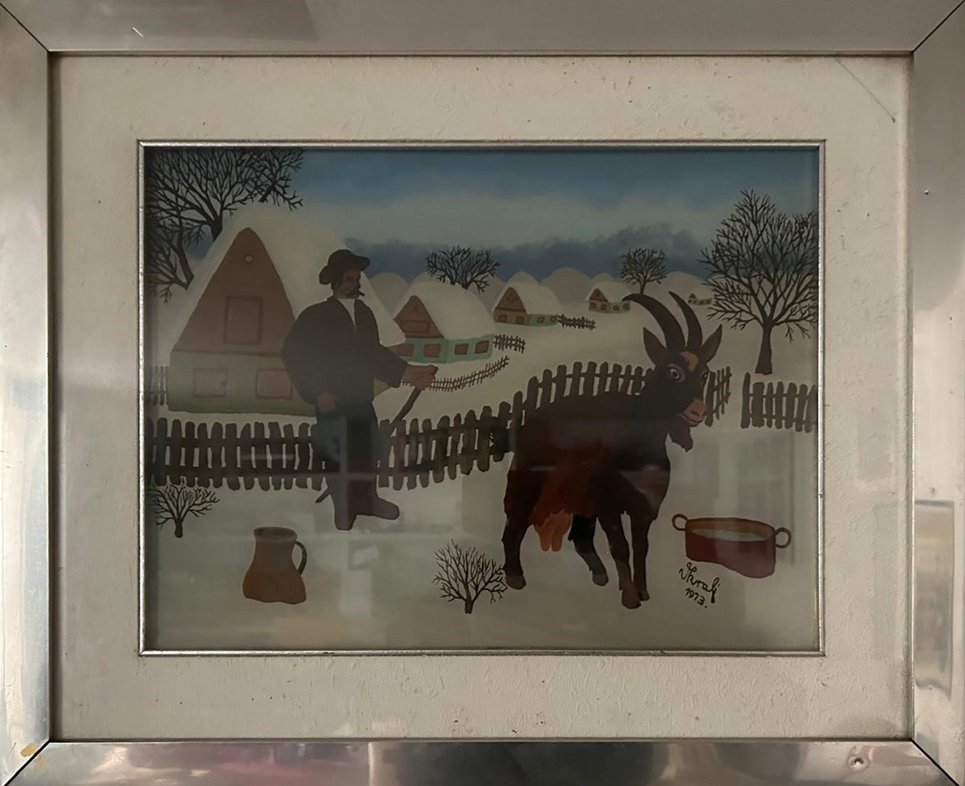 Autore Sconosciuto - Paesaggio naif