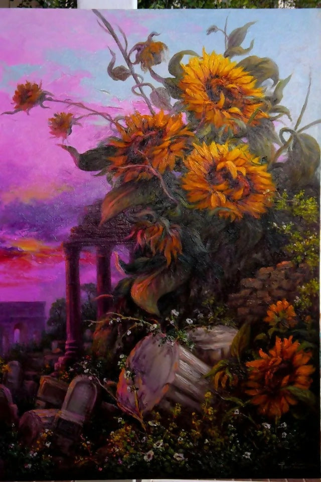 Girasoli al tramonto