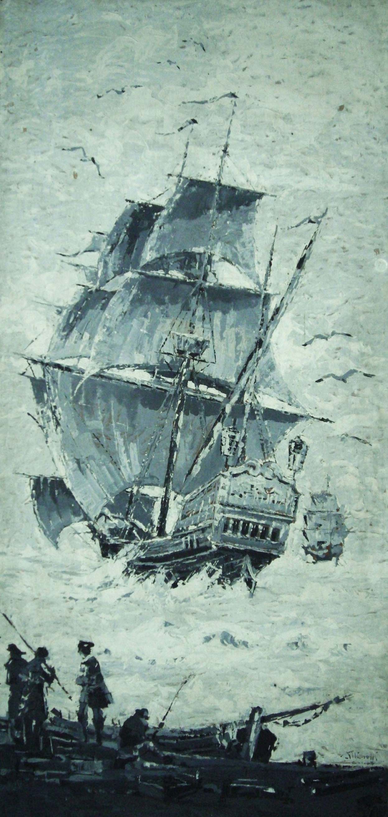 Velieri in pittura a spatola di Giorgio Michetti