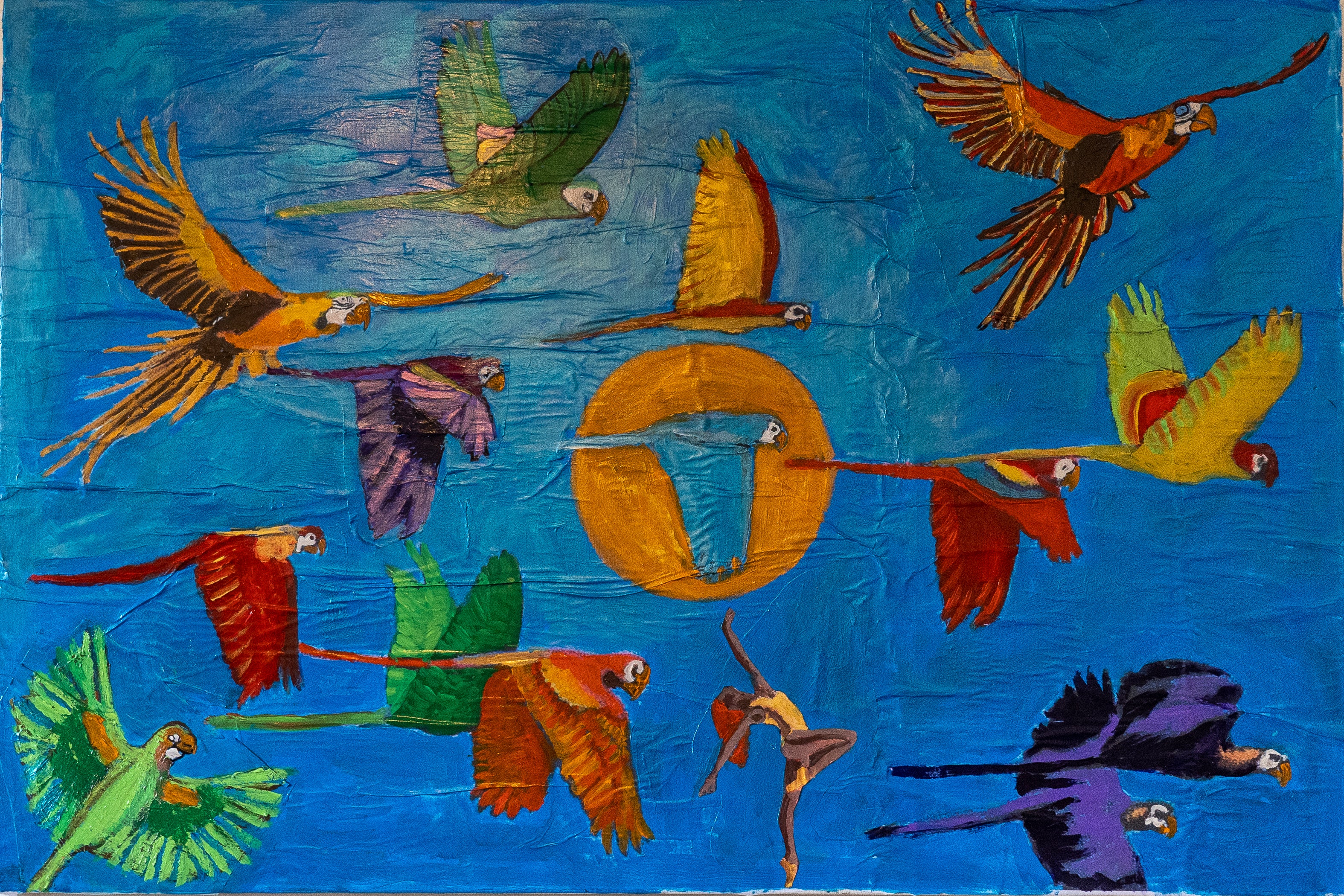 Loros en el azul